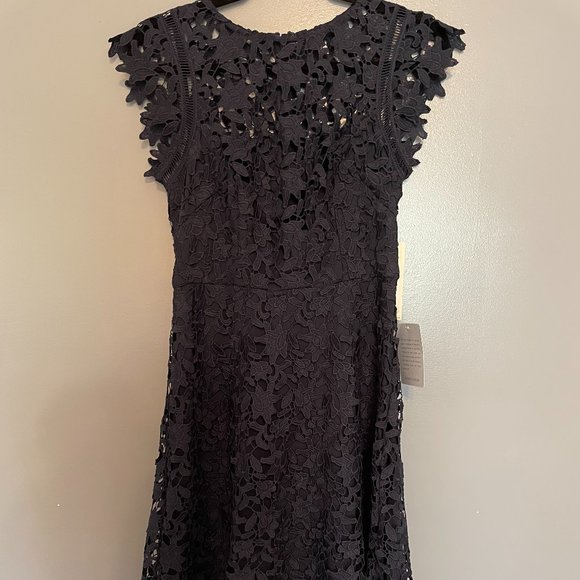 Eliza J Dresses & Skirts - Eliza J. Asymmetrical Hem Navy Lace Cocktail Dress Sz 4